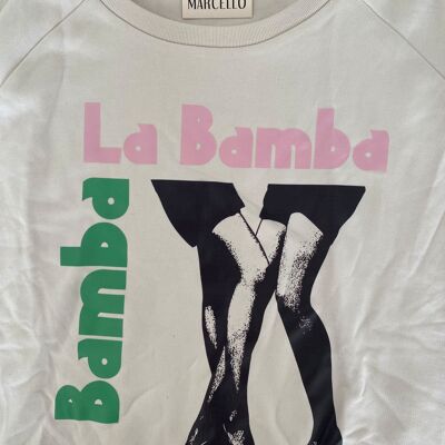 La Bamba M weißes Sweatshirt mit U-Boot-Ausschnitt