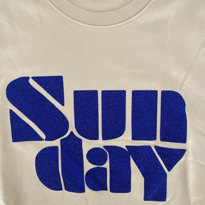 Sunday weißes Rundhals-Sweatshirt blau