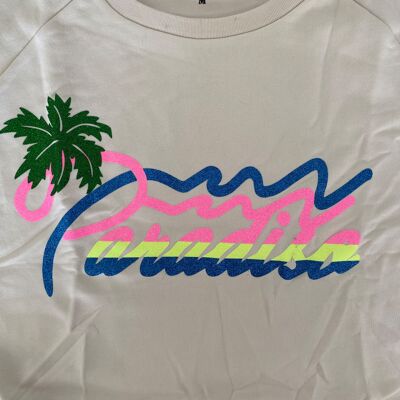 Beigefarbenes Paradise M-Sweatshirt mit U-Boot-Ausschnitt