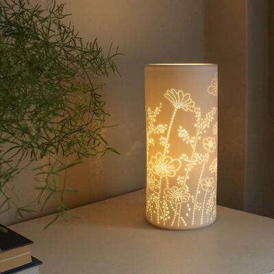 Lampada a forma di colonna in porcellana dal design delle Margherite
