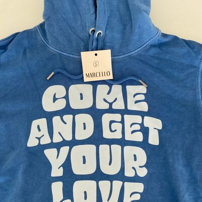 Blue hoodie come and get your love S