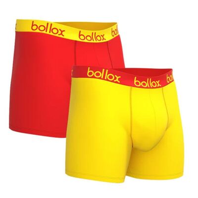 Duo-Tone-Set in Rot und Gelb – Herren-Boxershorts aus Baumwolle (2er-Pack)