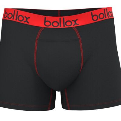 Noir avec rouge - Boxer H-Fly pour hommes - Mélange de bambou et de coton (1 paquet)