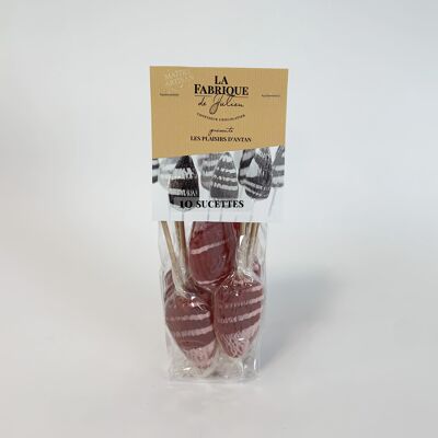 "Traditional" strawberry lollipops - bag of 10 lollipops – 150g – La Fabrique de Julien