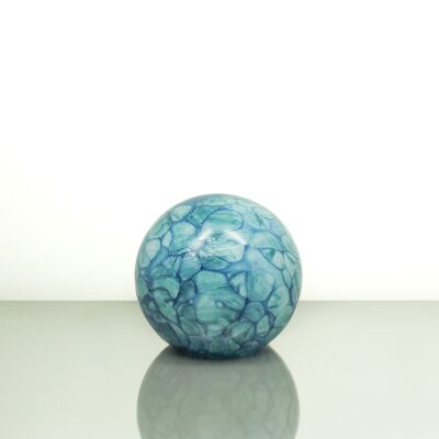 Glass table lamp in a spring water blue colour small 18cm