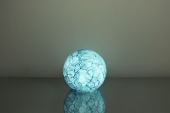 Lampe de table en verre couleur bleu eau de source petite 18cm 2