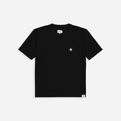 T-shirt squadrata nera del sole