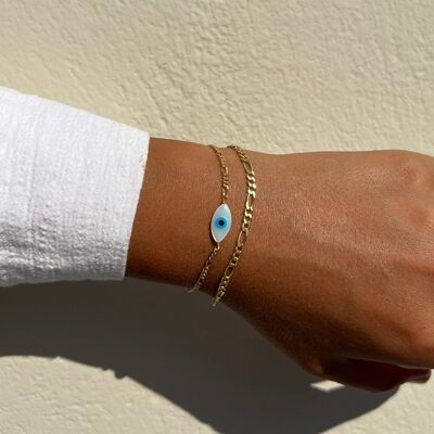 Gold Minimalist Evil Eye Bracelet, Gold Chain Bracelet, Protection Bracelet, Gift for Her, Made from Sterling SIlver 925