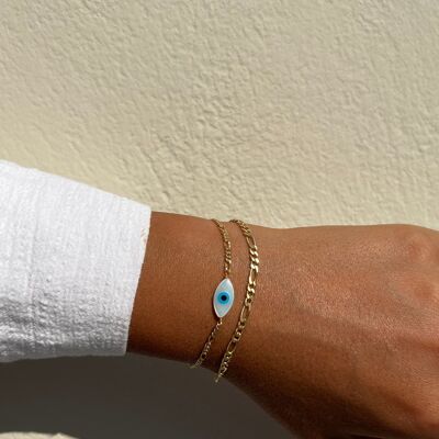 Gold Minimalist Evil Eye Bracelet, Gold Chain Bracelet, Protection Bracelet, Gift for Her, Made from Sterling SIlver 925