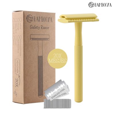 Bambooya Safety Razor - 20 Razor Blades - Yellow