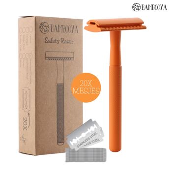 Rasoir de sécurité Bambooya - 20 lames de rasoir - Orange 1