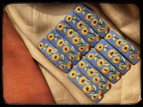 Sunflower Fully Embroidered Hair Barrette