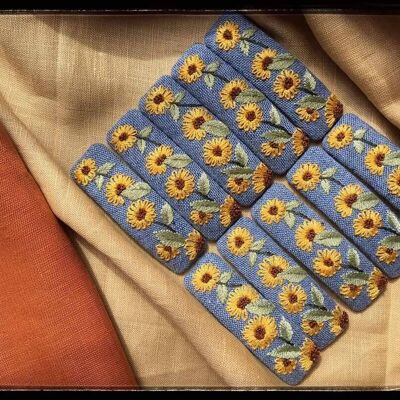 Sunflower Fully Embroidered Hair Barrette