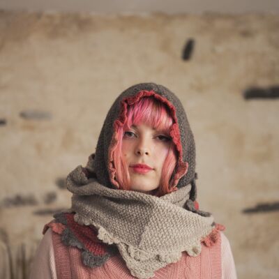 Handmade Organic Naturally Dyed Wool Ombre Hoodie Scarf