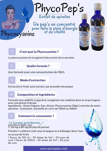 Phycocyanine : Extrait de spiruline liquide 10g/l   flacon 200ml 3
