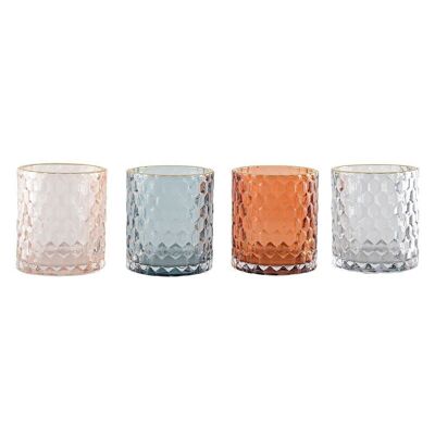 CANDLEHOLDERS 4 COLORS 8X8X9CM - SET OF 4