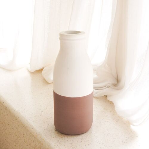 Vase Weiß Braun Zweifarbige Kleine Dekovase für Trockenblumen oder Schnittblumen Handgegossen aus Ton SITU