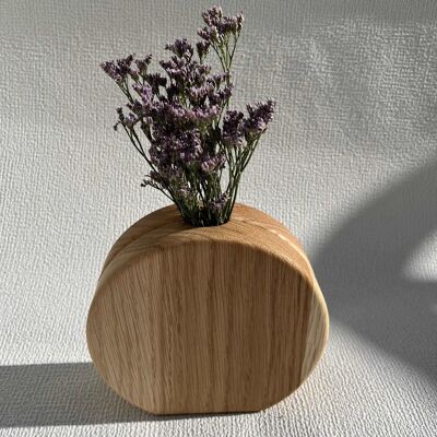 Butterblume. Zweiteilige Vase aus Eichenholz für Trockenblumen