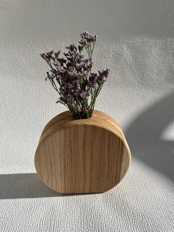 Renoncule. Vase en chêne en deux parties pour fleurs sèches 1