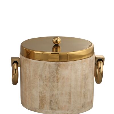 ICE BUCKET IN WHITE WOOD GOLD METAL 20X25X20CM