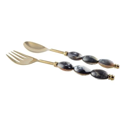 GOLD AND RESIN SALAD SERVERS 29.5CM