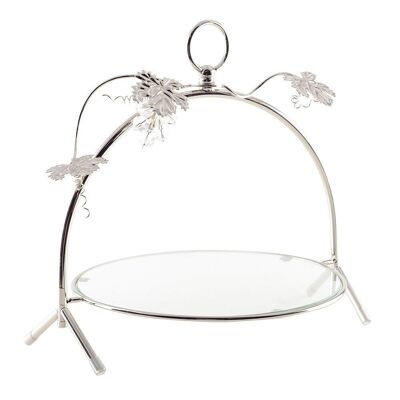 SILVER CHEESE DISH VINE LEAF 30X26X31CM