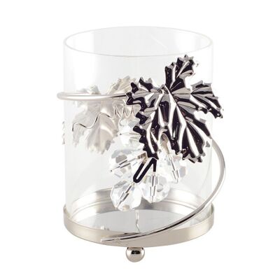 VINE LEAF CANDLE HOLDER SILVER 10X10X15CM