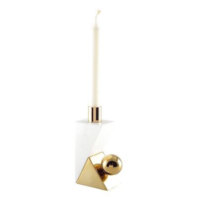GOLD MARBLE CANDLE HOLDER 9.5X5X15CM