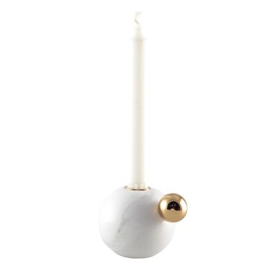 ROUND GOLD CANDLEHOLDER WITH MARBLE FOOT 11X8.5X7.5CM