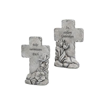 Croix commémorative en poly assortie avec fleur