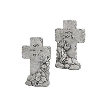 Croix commémorative en poly assortie avec fleur 1