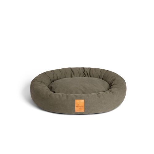 Dog Bed Donut Classic with leather details Desert Green
