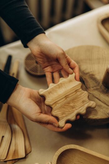 Hortensia - lot de 6 sous-verres en forme de biscuits en bois de frêne 1