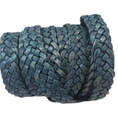 10MM FLAT BRAIDED- BLUE WITH W.B- 5 PLY BRAIDED LEATHER CORD