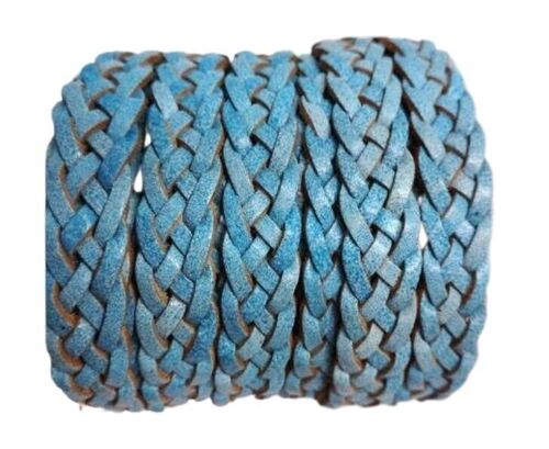10MM FLAT BRAIDED- SE BLUE WITH WHITE BASE - 5 PLY BRAIDED L