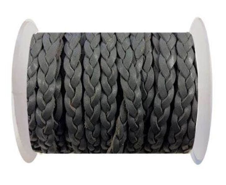 3-LAGIGES GEFLOCHTENES LEDER METALLIC – 5 MM – SE-VINTAGE DUNKELGRAU