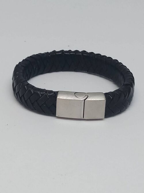 Black Braided Leather Bracelet with MGST 32