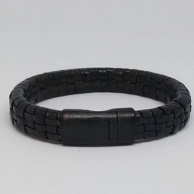 Black Leather Bracelet with MGST 92 11*7mm