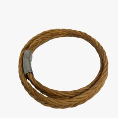 Pulsera de cuero trenzado marrón claro