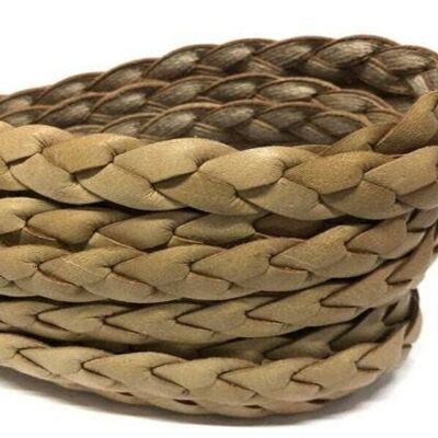 BRAIDED LEATHER FLAT - SINGLE- 12MM - BEIGE