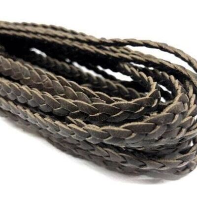 BRAIDED LEATHER FLAT - SINGLE- 5MM - BROWN