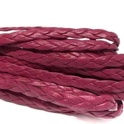 BRAIDED LEATHER FLAT - SINGLE- 5MM - PINK