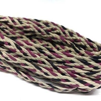 BRAIDED LEATHER FLAT - SINGLE- 5MM - PINK-BLACK-BEIGE