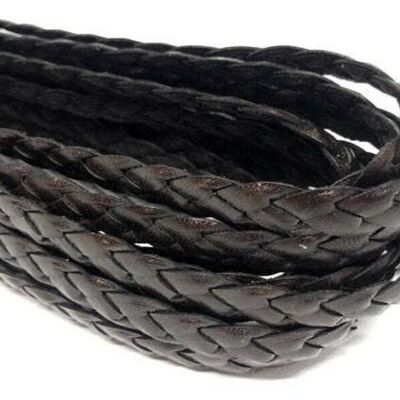 BRAIDED LEATHER FLAT - SINGLE - 9MM - BROWN