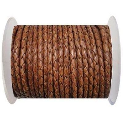 KNITTED LEATHER CORD 4 MM BROWN