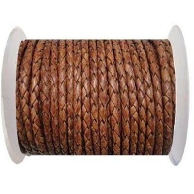 BREIDED LEATHER CORD 4 MM BROWN