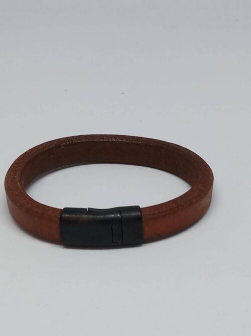 Brown Flat Leather Bracelet with MGST 92 11*7mm