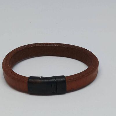 Brown Flat Leather Bracelet with MGST 92 11*7mm