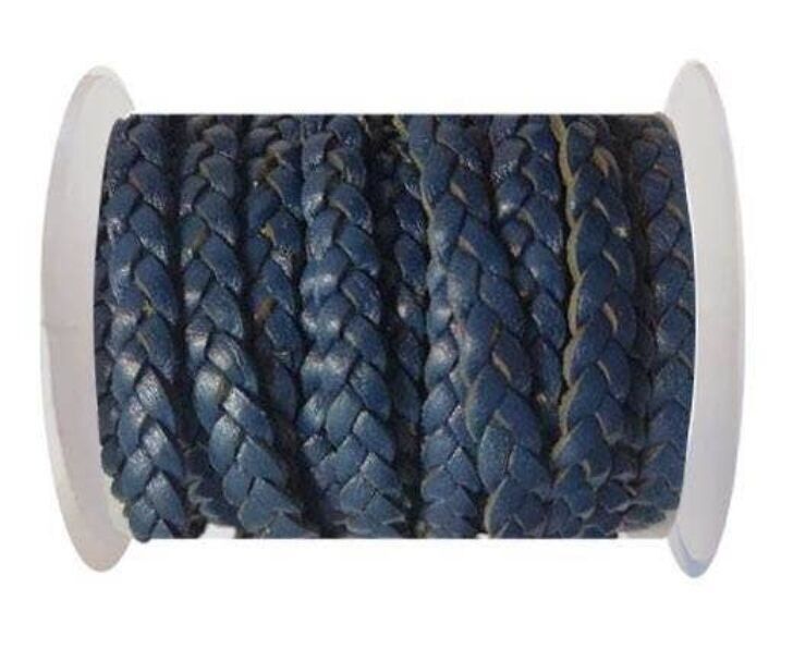 CHOTI-FLAT CUERO TRENZADO DE 3 CAPAS --5MM- SE AZUL VINTAGE OSCURO