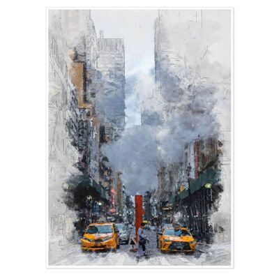New York Watercolour Art Print 50x70cm